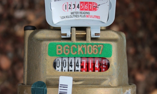 Elster meter with the dials open