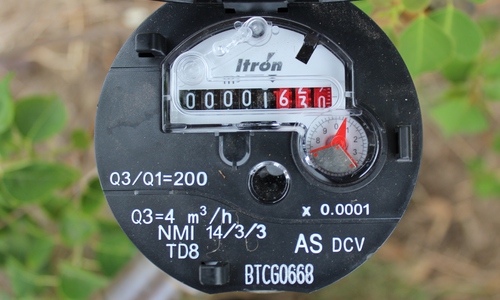 Itron - water meter - dials open