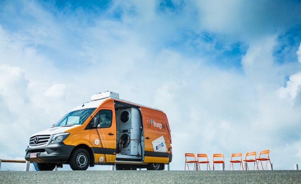 A photo of the Orange Sky shower and laundry van.