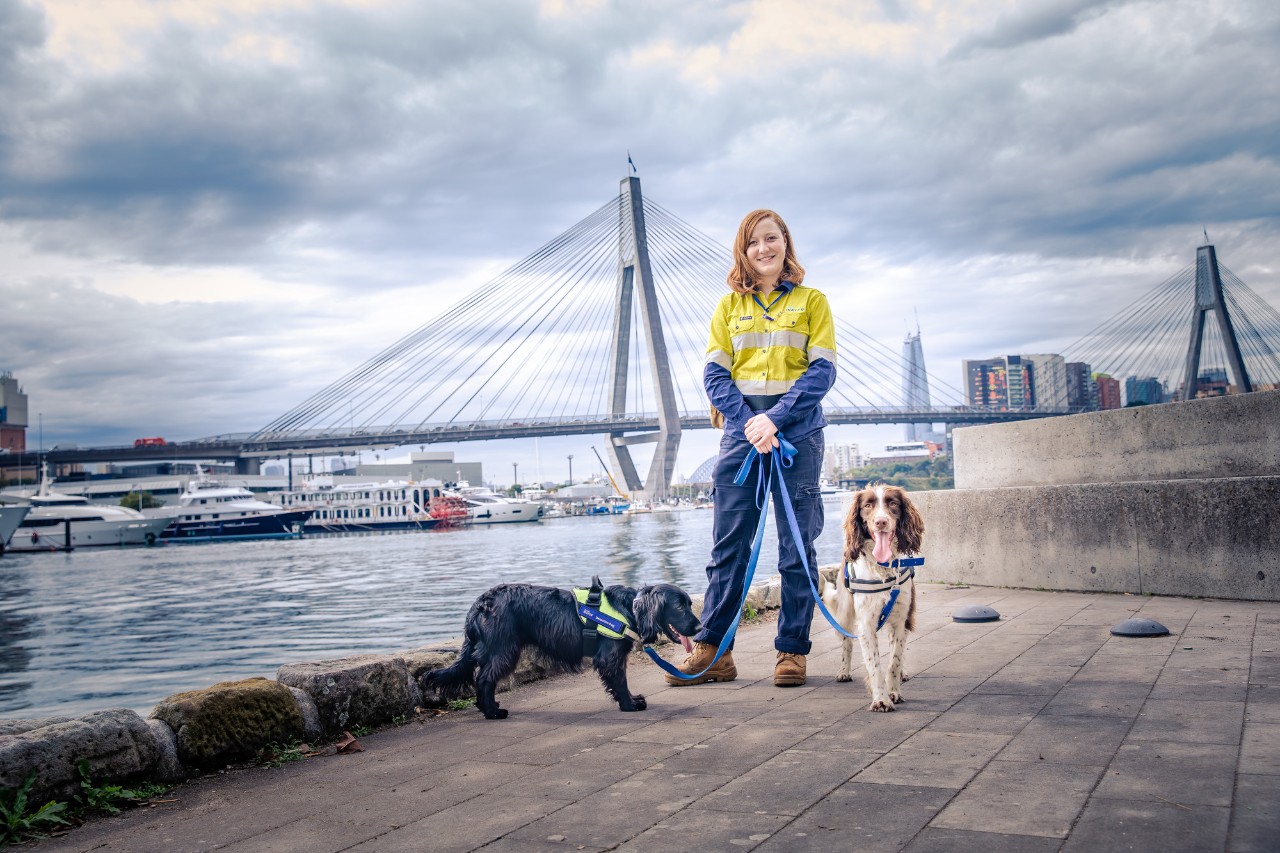 Leak detection dogs and handler